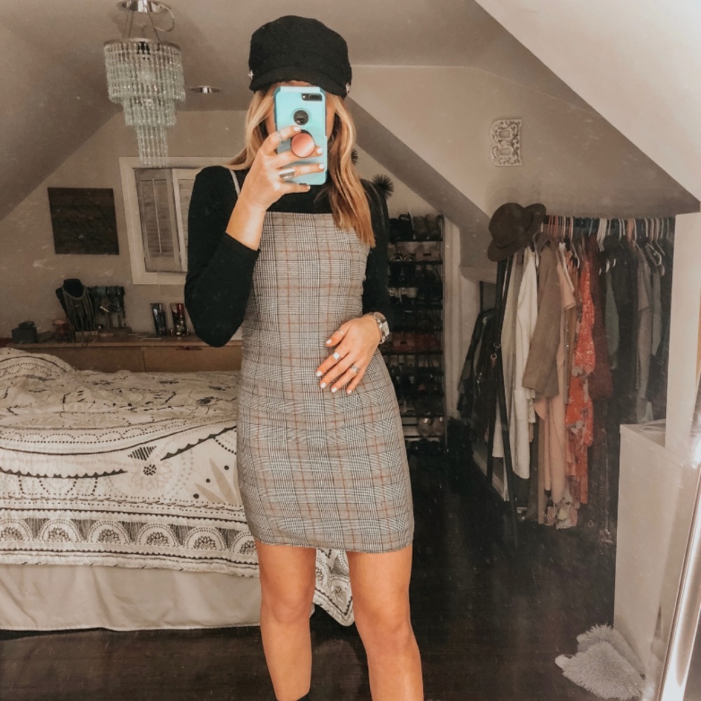 New Plaid/Gingham Cami Bodycon Mini Dress - Picture 2 of 6